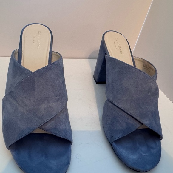 Beautiful blue suede Cole Haan size 10B 4 in block heel - Picture 2 of 7